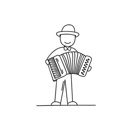 Illustration of an accordion being played at a street performanceのイラスト素材