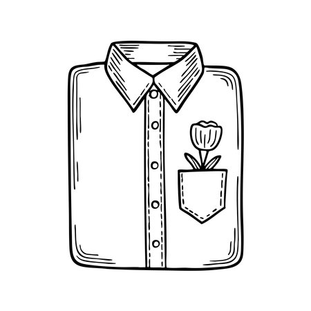 An illustration of a buttonhole on a neatly folded shirtのイラスト素材