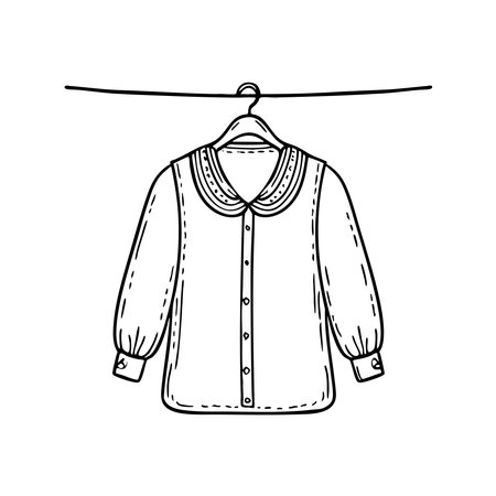 An illustration of a blouses hanging on a clotheslineのイラスト素材