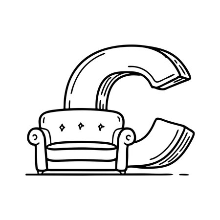 Illustration of a couch beside letter Cのイラスト素材