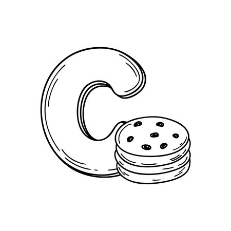Illustration of a cookies beside letter Cのイラスト素材