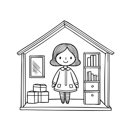 Doll in a dollhouse settingのイラスト素材
