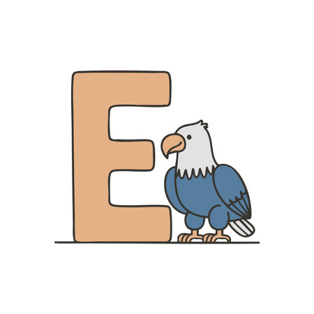 Doodle Illustration of Letter E for eagleのイラスト素材