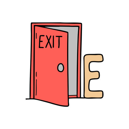 Doodle Illustration of Letter E for exit doorのイラスト素材