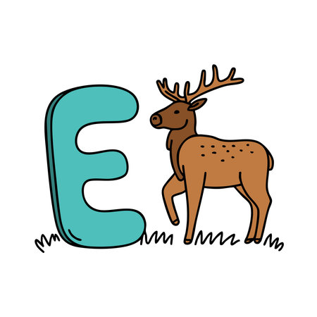 Doodle Illustration of Letter E for elkのイラスト素材