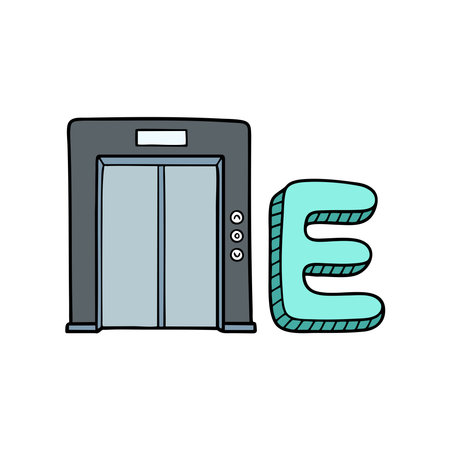 Doodle Illustration of Letter E for elevatorのイラスト素材