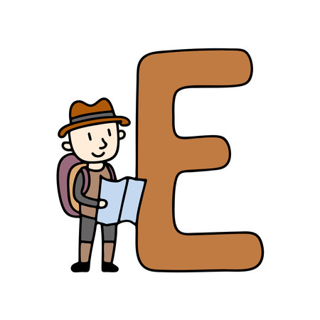 Doodle Illustration of Letter E for explorerのイラスト素材