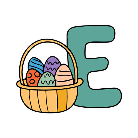 Doodle Illustration of Letter E for easter eggのイラスト素材