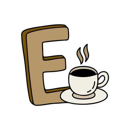 Doodle Illustration of Letter E for espressoのイラスト素材