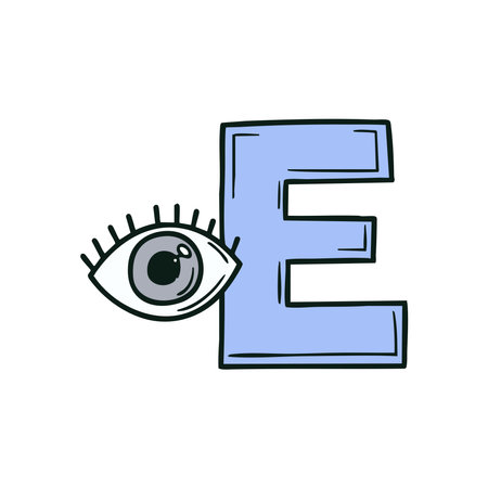 Doodle Illustration of Letter E for eyeのイラスト素材