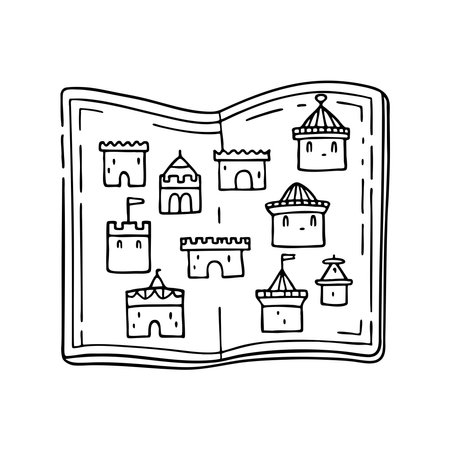 A map showing an empireâs territory borders displayed on a tableのイラスト素材