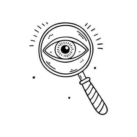 An eye looking through a magnifying glassのイラスト素材