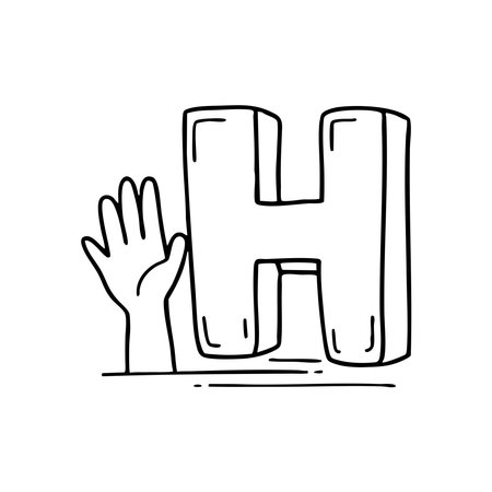 An illustration of letter H beside Handのイラスト素材