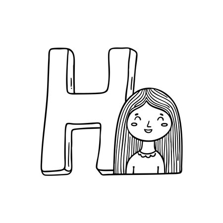 An illustration of letter H beside Hairのイラスト素材