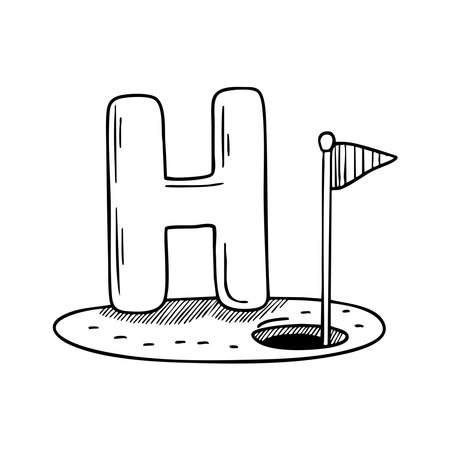 An illustration of letter H beside Holeのイラスト素材