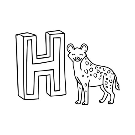 An illustration of letter H beside Hyenaのイラスト素材