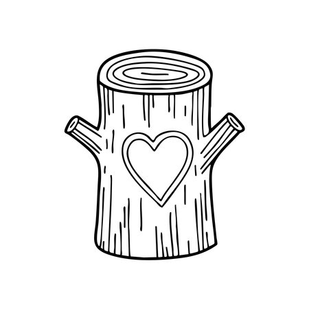 Heart symbol carved into a tree trunkのイラスト素材