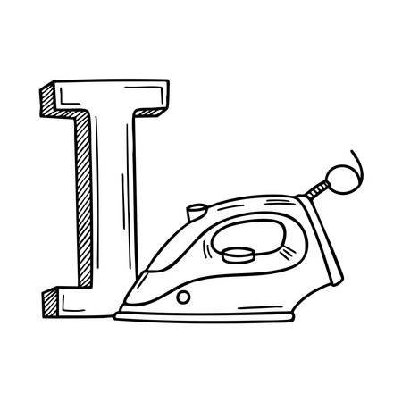 A doodle illustration of letter I and Ironのイラスト素材