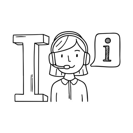 A doodle illustration of letter I and Informationのイラスト素材