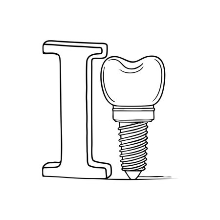 A doodle illustration of letter I and Implantのイラスト素材