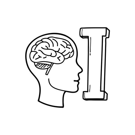 A doodle illustration of letter I and Intelligenceのイラスト素材