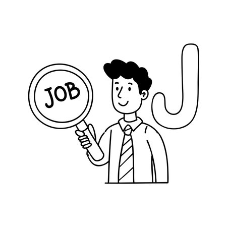 An illustration of Job with letter J beside itのイラスト素材