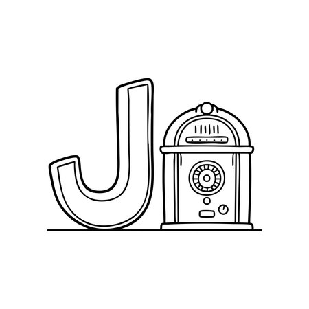 An illustration of Jukebox with letter J beside itのイラスト素材