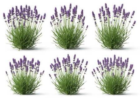 Lavender flowers isolated on white background. 3d illustration.の素材