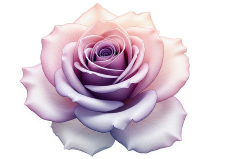 Beautiful pink rose isolated on white background. 3d illustration.の素材