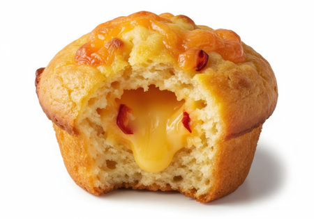 Muffin with cheese isolated on white background. Clipping Pathの素材