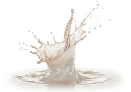 splashing milk isolated on white background. pours milk splash.の素材