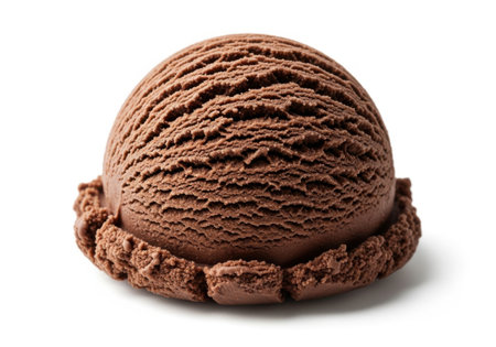 Scoop of chocolate ice cream isolated on a white background.の素材