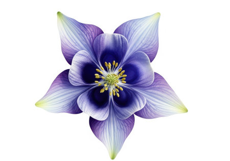 Blue aquilegia flower isolated on white background with clipping pathの素材