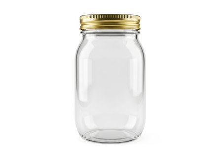 Empty Glass Jar on a white background. 3d Rendering.の素材