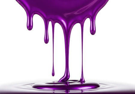 Purple paint dripping on a white background. 3d rendering.の素材