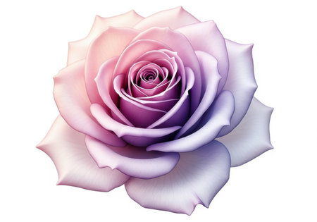 close up of a pink and white rose on white background with clipping pathの素材