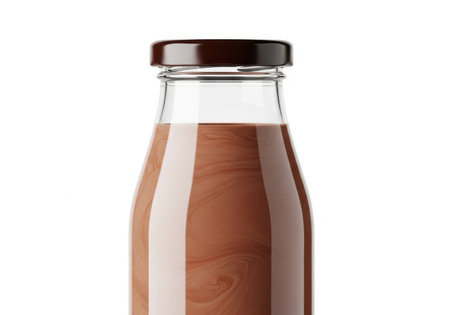 Bottle of chocolate milk isolated on white background. 3d illustrationの素材
