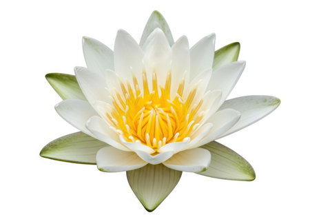 White lotus flower isolated on white background, clipping path included.の素材