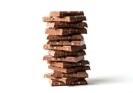 Chocolate tower isolated on white background. Clipping path included.の素材