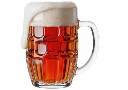 Mug of beer isolated on white background. Clipping path included.の素材