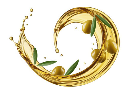 olive oil splash isolated on white background. 3d rendering.の素材