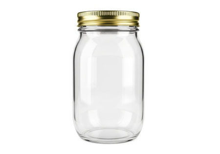 Empty glass jar isolated on a white background. 3d rendering.の素材