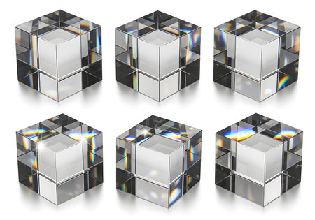 Abstract geometric pattern of transparent crystal cubes, opticalの素材