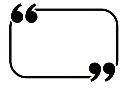 A simple black and white graphic of a rounded rectangle with quotation marks, ready for text.の素材