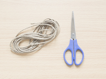 Recycle rope with scissor, Concept for Handicraft or Handicraft creation, Filter process.の写真素材