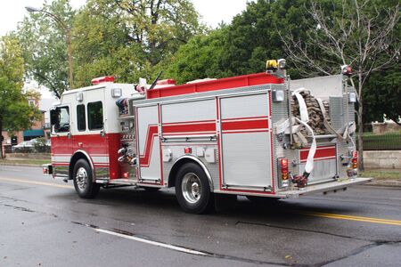 Fire Truck rushes to the scene of a house fire