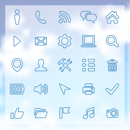 25 UI Outline Icons For Web and Mobileのイラスト素材