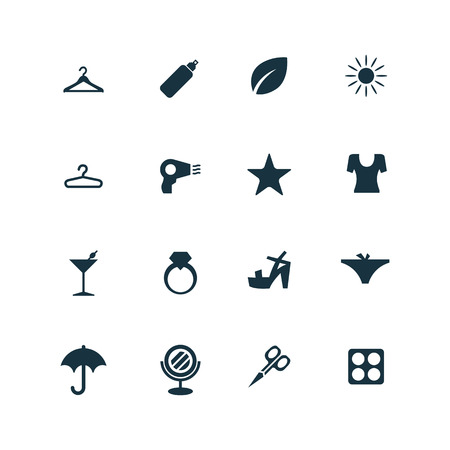 beauty, glamour icons set on white backgroundのイラスト素材
