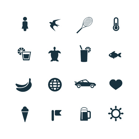 beach icons set on white backgroundのイラスト素材