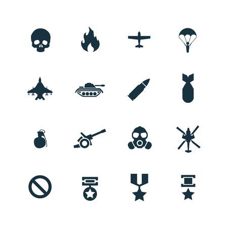 war icons set on white backgroundのイラスト素材